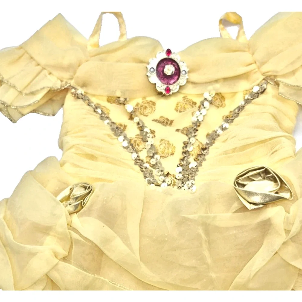 Disney Princess Belle Costume Dress Gown Size 5/6 Yellow Beauty & the Beast - Picture 4 of 10